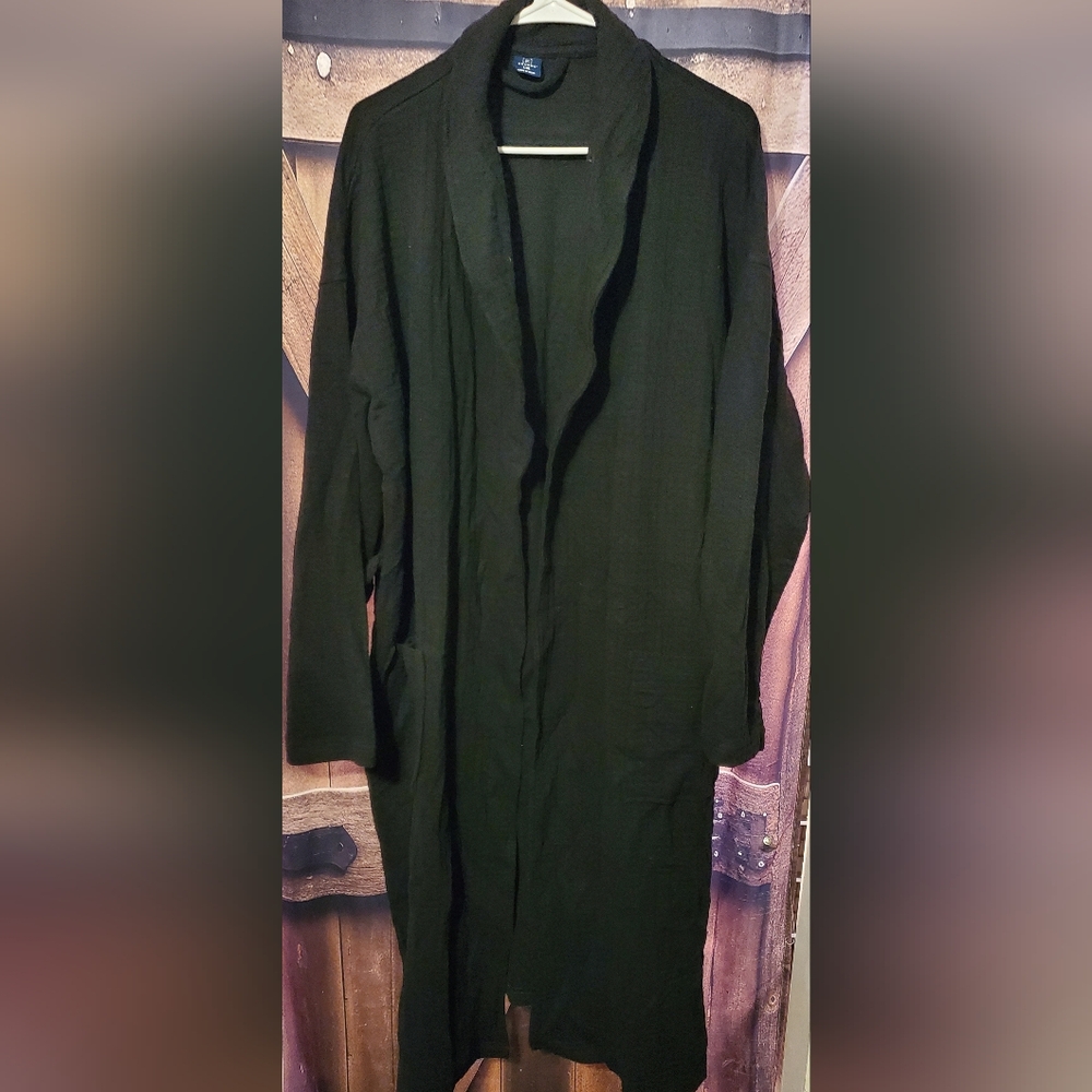 B2G1F George, Size L/XL Black Long Open Cardigan, With Pockets